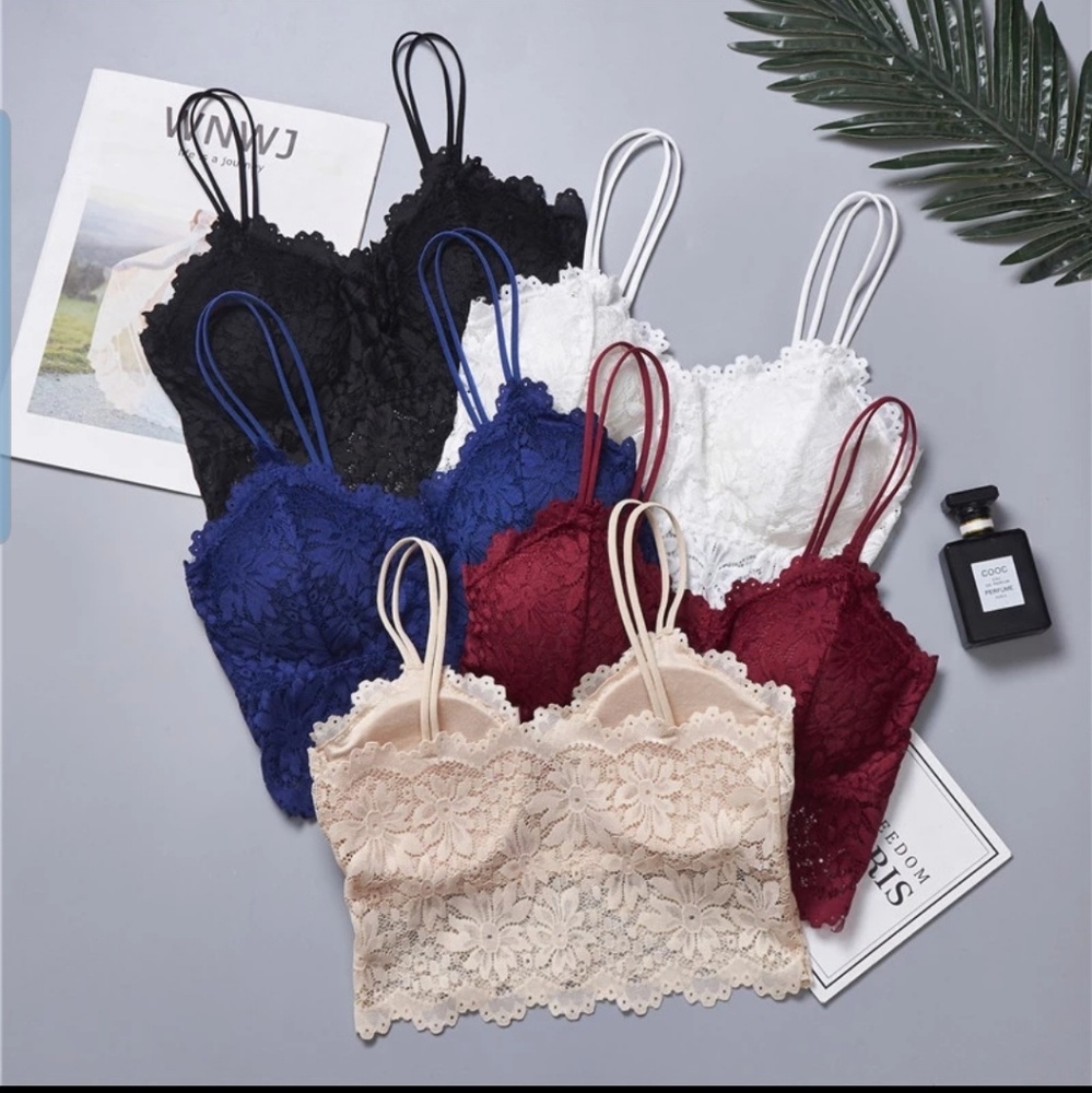 Comfy Stretch Lace Bra Bralette Wine Red - Picture 2 of 4